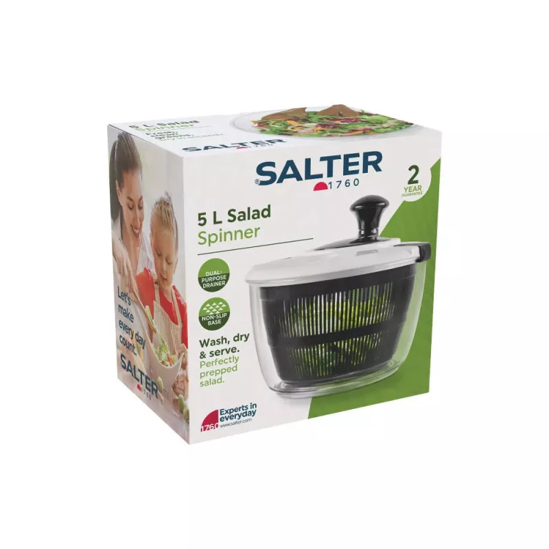 Salter salotų džiovintuvas BW13899EU7, 5 L talpa, BPA neturintis plastikinis dubuo ir krepšelis