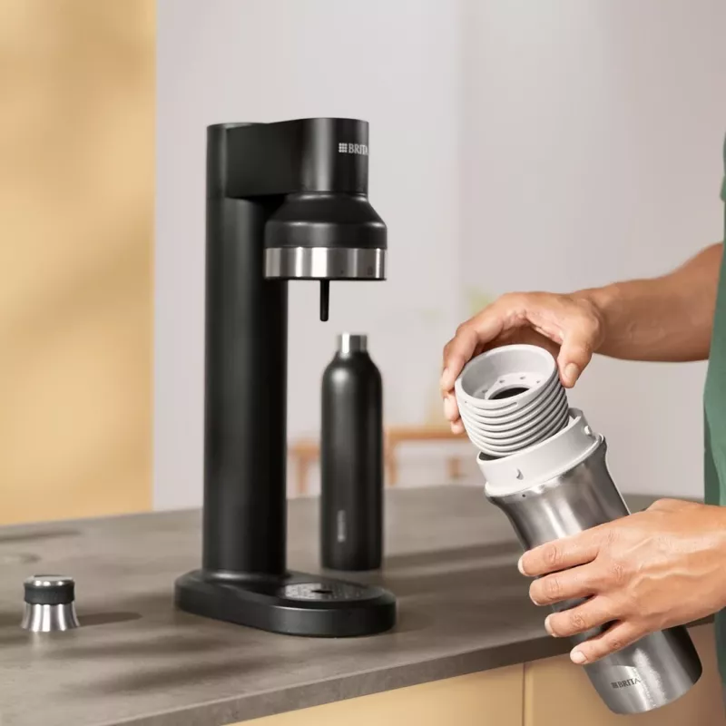 BRITA karbonizavimo butelis 650 ml, nerūdijantis plienas, juodas, tinkamas plauti indaplovėje