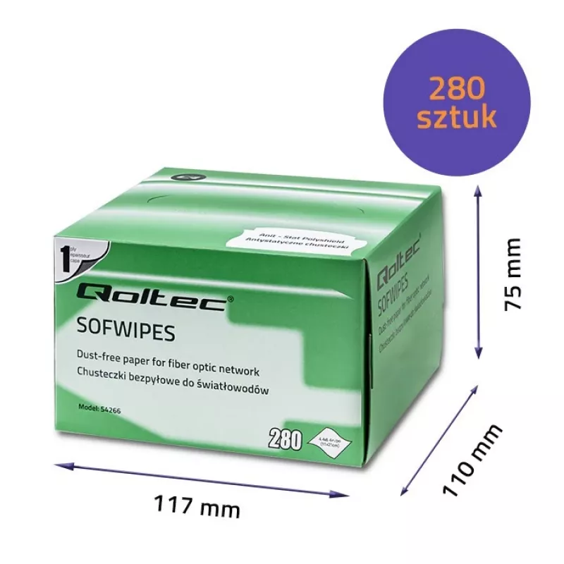 Qoltec Lint-Free Fibre Optic Wipes – Pluoštinių optinių jungčių valymo servetėlės