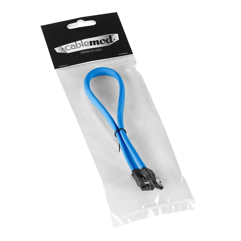 CableMod ModMesh SATA kabelis - Serial ATA 150/300/600 - SATA (M) į SATA (M) - 60 cm - Šviesiai mėlyna (CM-CAB-SATA-N60KLB-R)