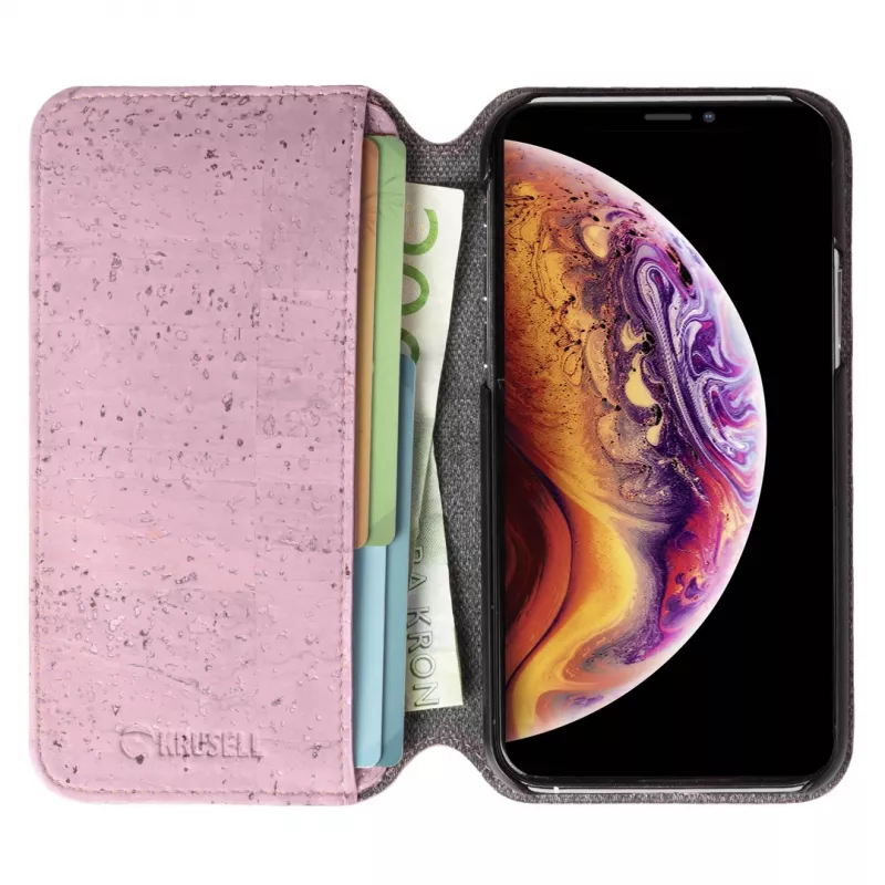 Krusell Birka folio dėklas iPhone 11 Pro 15,5 cm rožinis