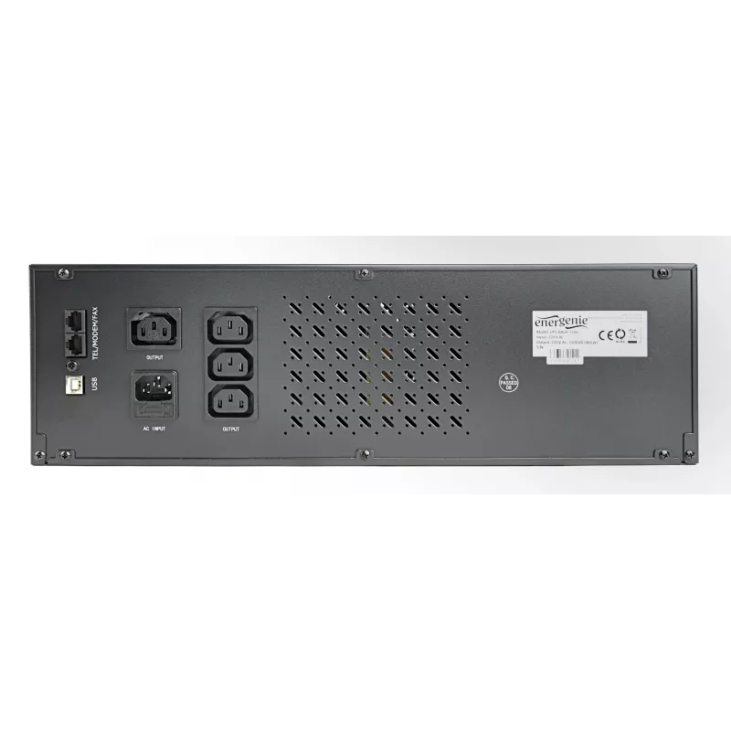 Gembird 19 inch 3.4U 1500VA UPS, 4x IEC 230V išėjimai, IEC14 įėjimas, RJ11, USB, LCD, Line-Interactive 1.5 kVA / 900 W