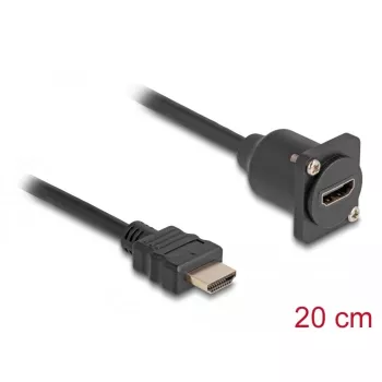 DeLOCK D-Type HDMI laidas lizdas-kištukas juodas 20 cm