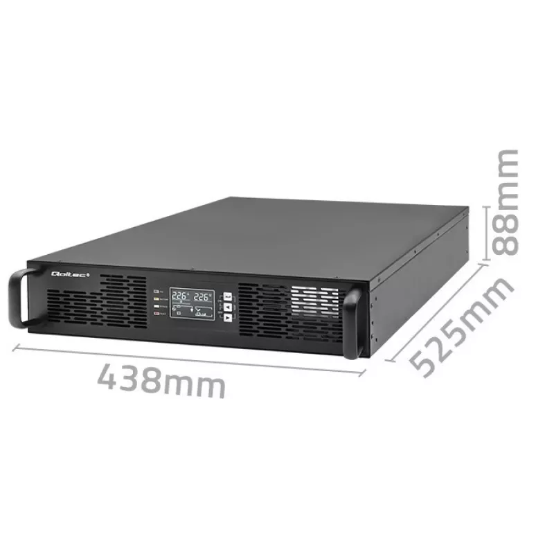 Qoltec 52285 nepertraukiamo maitinimo šaltinis (UPS) Dvigubos konversijos (Online) 1 kVA 1000 W 2 AC išėjimai