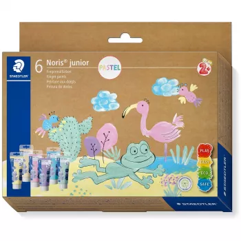 Pasteliniai pirštų dažai Staedtler 8816P C6 – 6 spalvų rinkinys (mėlyna, mėtų, oranžinė, rožinė, violetinė, geltona)