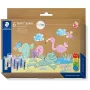 Pasteliniai pirštų dažai Staedtler 8816P C6 – 6 spalvų rinkinys (mėlyna, mėtų, oranžinė, rožinė, violetinė, geltona)