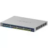 Valdomas Gigabit PoE komutatorius NETGEAR GS752TXUP — 48× Gigabit RJ-45, 10G palaikymas, 1U stelažas, 176 Gbit/s perjungimo talpa