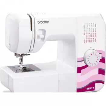Buitinė siuvimo mašina Brother RH127VP2 – 27 programos, 820 RPM, 5 mm dygsnio plotis, laisva rankovė, LED ekranas