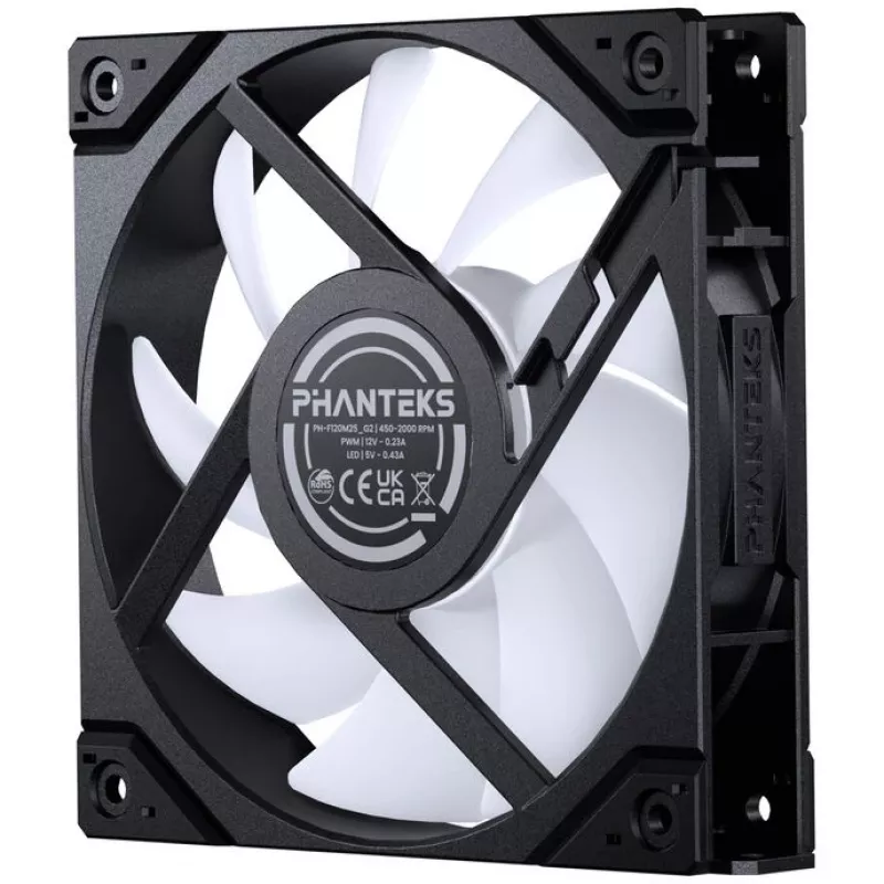 120 mm korpuso ventiliatorius PHANTEKS M25 Gen2 PWM D-RGB, juodas, 3-pin