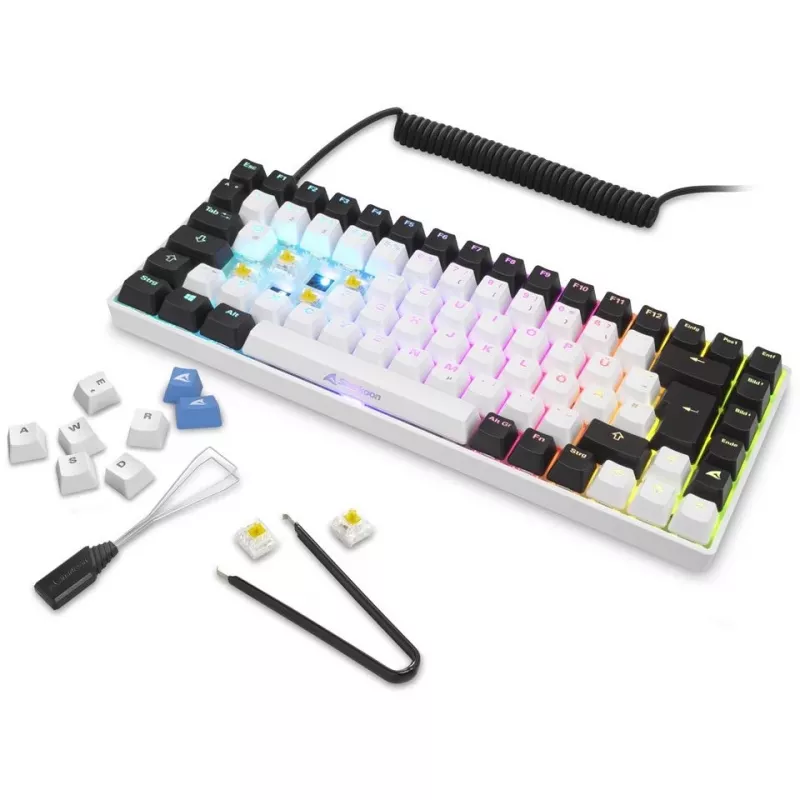 Sharkoon SKILLER SGK50 S3 klaviatūra mechaninė žaidimams USB AZERTY balta