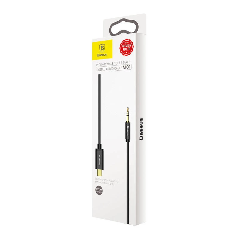 Baseus Yiven garso laidas USB-C į 3,5 mm lizdą, 1,2 m (Juoda)