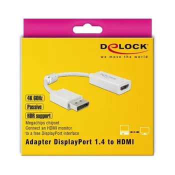 Laido adapteris DeLOCK 63936 DisplayPort į HDMI 0,1 m Baltas