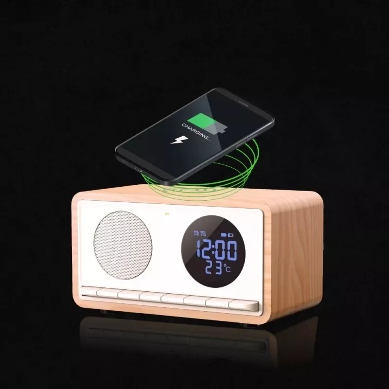 MANTA RDI912W Rimini radijo laikrodis su Bluetooth ir belaidžiu įkrovimu, baltas