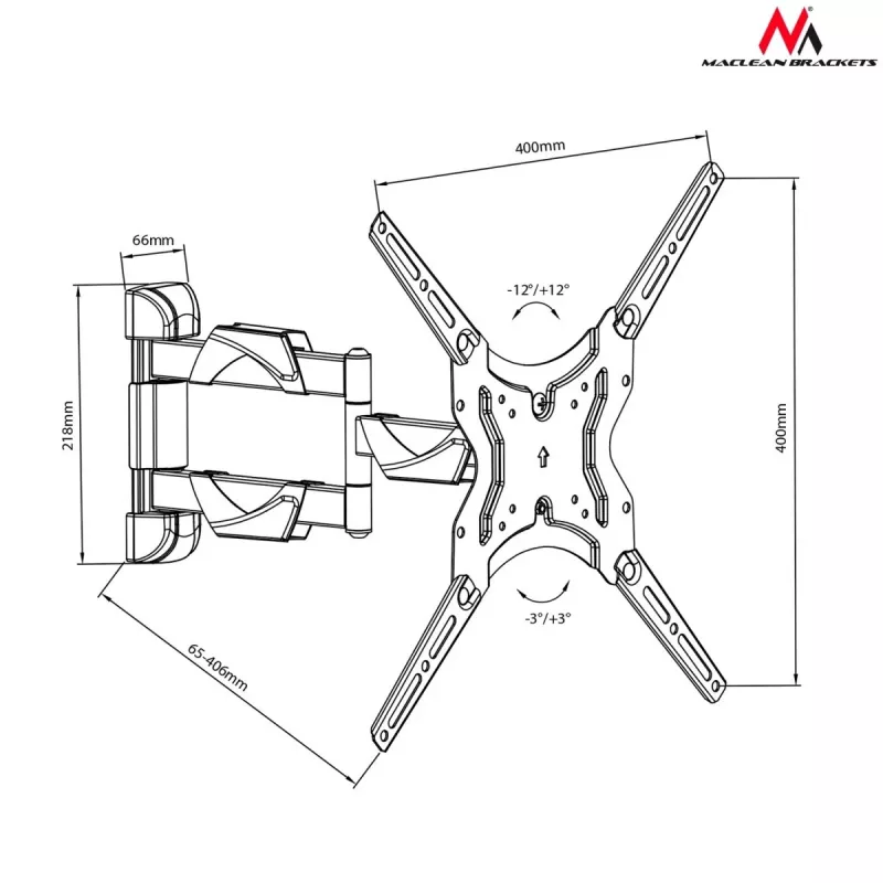 Maclean Mc-743 - VESA laikiklis monitoriui / televizoriui, 13–50 col., juodas, 30 kg