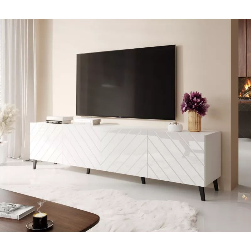 RTV spintelė ABETO 200x42x52 baltas/blizgi balta
