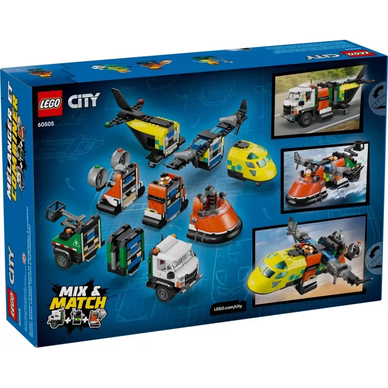 LEGO CITY 60505 Lėktuvas, aptarnavimo sunkvežimis ir oro pagalvės laivas