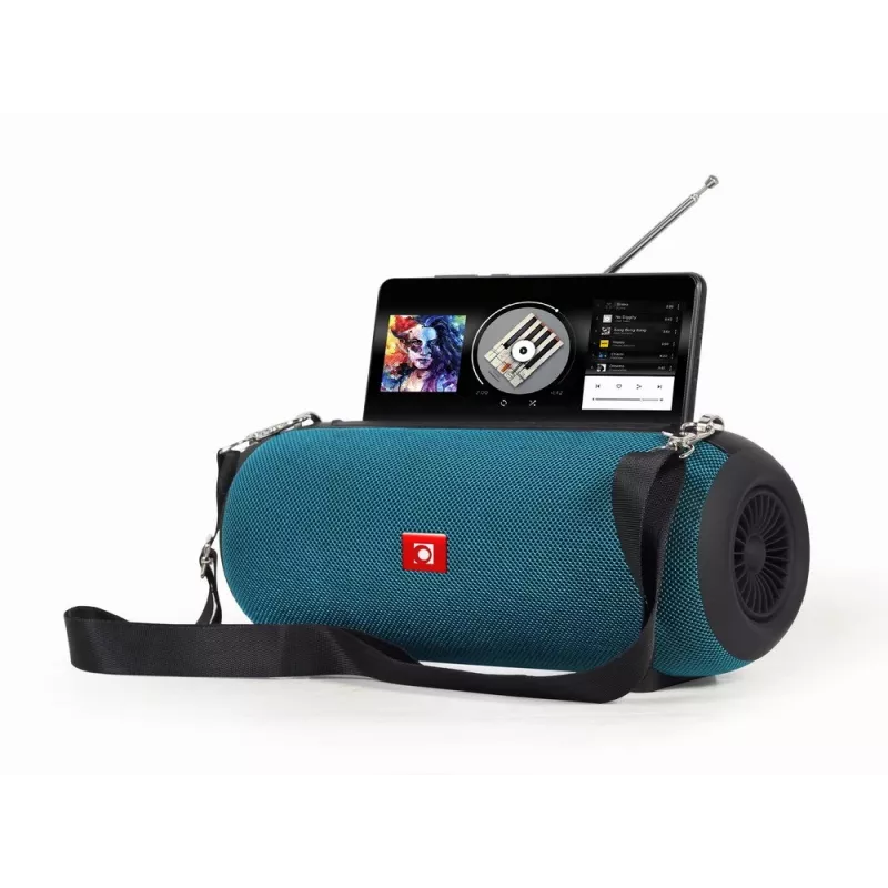 Nešiojamas stereofoninis garsiakalbis GEMBIRD SPK-BT-17-G — Bluetooth 5.1, 5 W RMS, 1200 mAh, MicroSD, FM, AUX