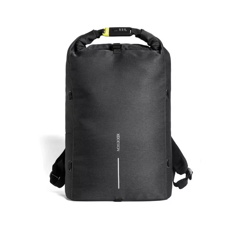 Kuprinė XDDESIGN Urban Lite Black – 21 L (išplečiama iki 27 L), 15,6 colių nešiojamojo kompiuterio skyrius, atspari vandeniui, vežimėlio diržas