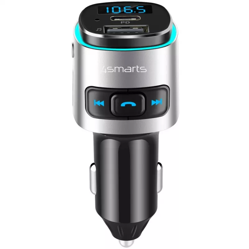FM siųstuvas 4smarts 456201 Cigar Lighter Juodas Sidabrinis AM FM Bluetooth