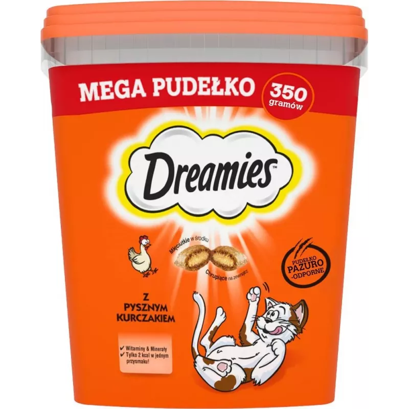 Dreamies mišrūs skoniai su vištiena ir sūriu 350 g – traškūs mėsos skanėstai suaugusioms katėms