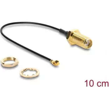 Koaksialinis kabelis DELOCK 67413, SMA → I-PEX MHF1, 1,13 mm, 0,1 m, juodas