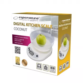 Virtuvinės elektrinės svarstyklės ESPERANZA EKS007 – 5 kg talpa, 1 g tikslumas, balta
