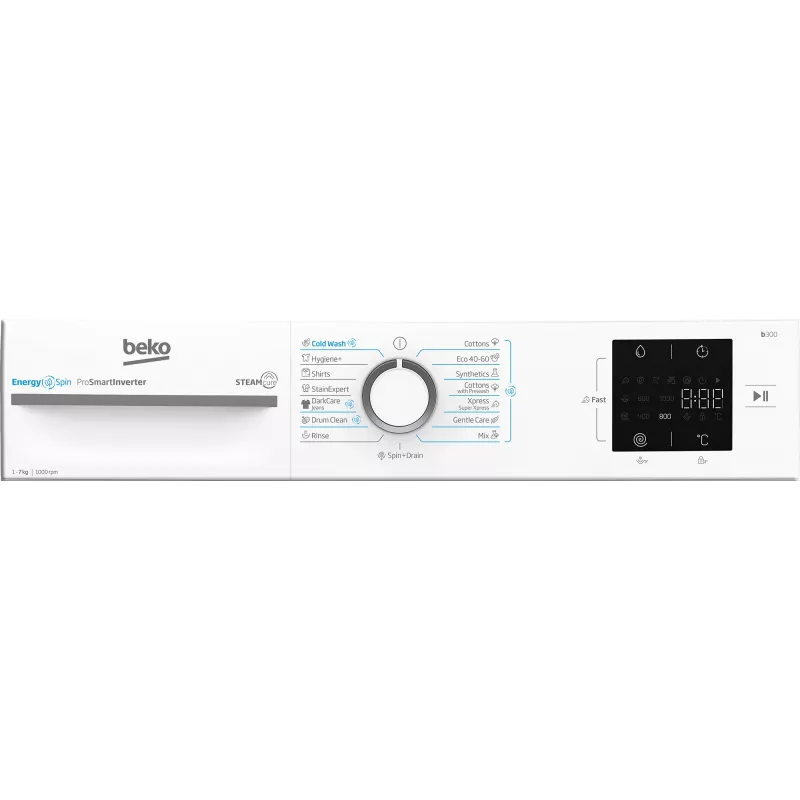 BEKO BM3WFSU37013WW skalbyklė, 7 kg, energijos klasė A, 49,6 cm, 1000 aps/min, inverterinis variklis, Steam Cure