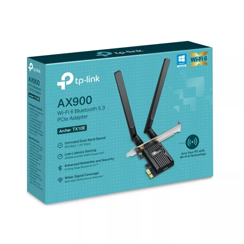TP-LINK Archer TX10E AX900 belaidis tinklo adapteris PCIe Wi-Fi 6 Bluetooth