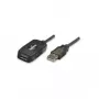 Manhattan USB-A į USB-A aktyvus ilginimo kabelis, 10 m, vyriškas į moterišką, USB 2.0, 480 Mbps, su kartotuvu, grandininis jungimas, juodas
