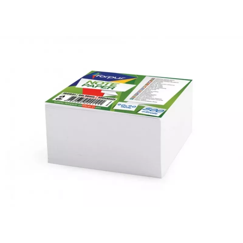 Bloknotas Forpus, 9x9 cm, baltas, klijuotas (500) 0716-009