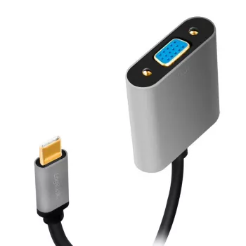USB Type-C į VGA (D-Sub) vaizdo adapterio kabelis LOGILINK CUA0104 0,15 m, pilkas/juodas