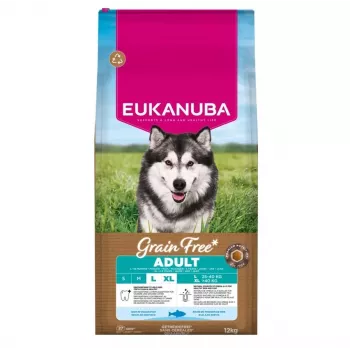 Sausas šunų ėdalas EUKANUBA Adult Grain-Free Lamb & Rice 12 kg – suaugusiems didelių veislių šunims, 25% baltymų, 13% riebalų
