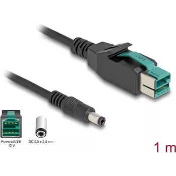 DeLOCK PoweredUSB kabelis vyriškas 12 V į DC 5.5 x 2.5 mm vyrišką 1 m