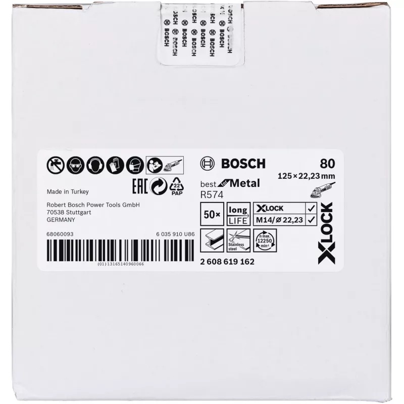 Šlifavimo diskas Bosch X-LOCK R574 Best for Metal 125 mm K 80