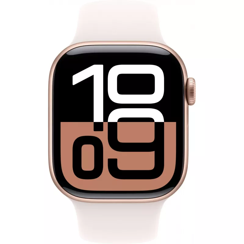 APPLE Watch Series 10 GPS 42mm Rožinio aukso aliuminio korpusas su šviesiai rožiniu sportiniu dirželiu - S/M