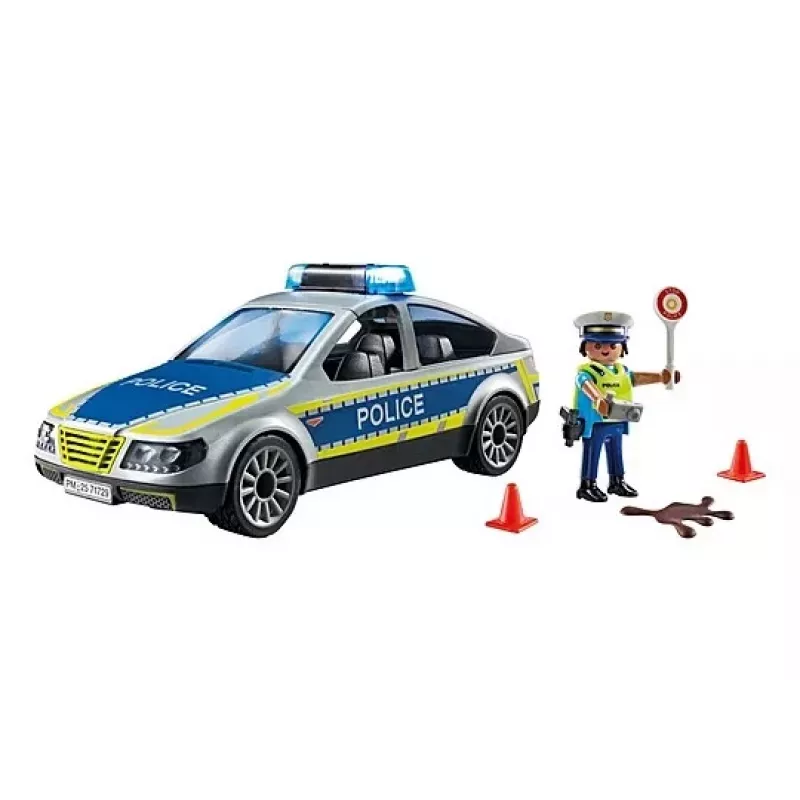 Playmobil Policijos automobilis su sirena ir mirksinčia šviesa, įvairiaspalvis, plastikas, 3+
