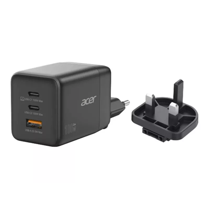 Acer 100W GaN PPS PD 3.0 įkroviklis su 3 prievadais (USB, 2x USB-C)