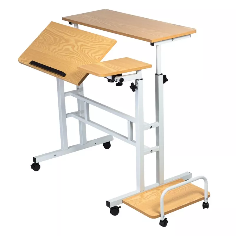 Maclean MC-124 W mobilus stalas nešiojamam kompiuteriui, baltas, 80x60 cm, 50 kg, reguliuojamas aukštis 67-115 cm