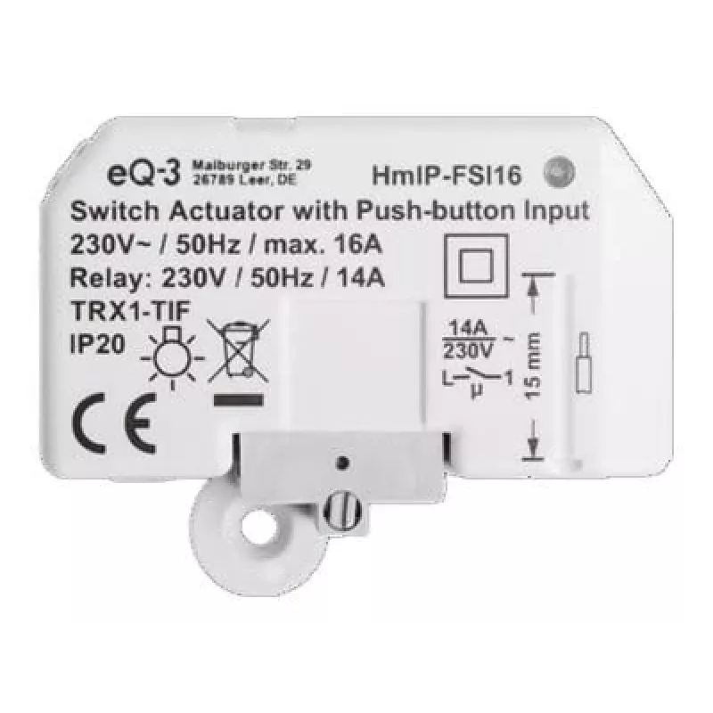 Homematic IP HmIP-FSI16 jungimo aktuatorius su mygtuko jungtimi, montuojamas sienoje (154346A0)