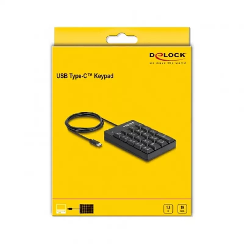 Skaitmeninis klaviatūros blokas DeLOCK 12108 USB juodas 19 klavišų 1,6 m laidas