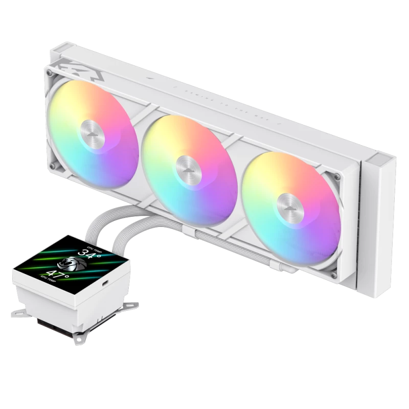 Gamemax GLACIER 360 LCD WH – 360 mm skysčio aušintuvas procesoriui, baltas