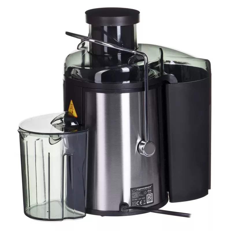 Sulčiaspaudė ESPERANZA EKJ002 — 500 W, 0,45 l talpa sultims, 1,5 l minkštimo talpykla, nerūdijantis plienas/juoda