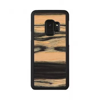 Apsauginis dėklas Samsung Galaxy S9 iš natūralios medienos ir polikarbonato, baltas juodmedis / juodas