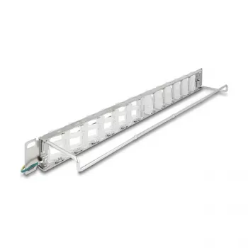 DELOCK 19 colių 24 prievadų keystone pataisų skydelis, pasukami prievadai, įtempimo mažinimas, 1U metalinis