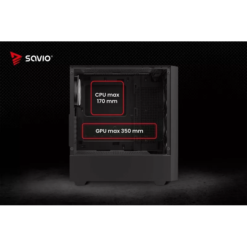 PC korpusas SAVIO Noctis Flow – Cube Mini-ITX/Micro-ATX/ATX, 3x120mm priekyje, 1x120mm gale, 2x3.5 colio + 3x2.5 colio lizdai, grūdintas stiklas