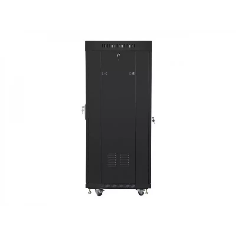 Laisvai pastatomas stovas LANBERG FF01-6627-12BL 19 colių 27U 600x600 mm stiklinės durys, 800 kg talpa