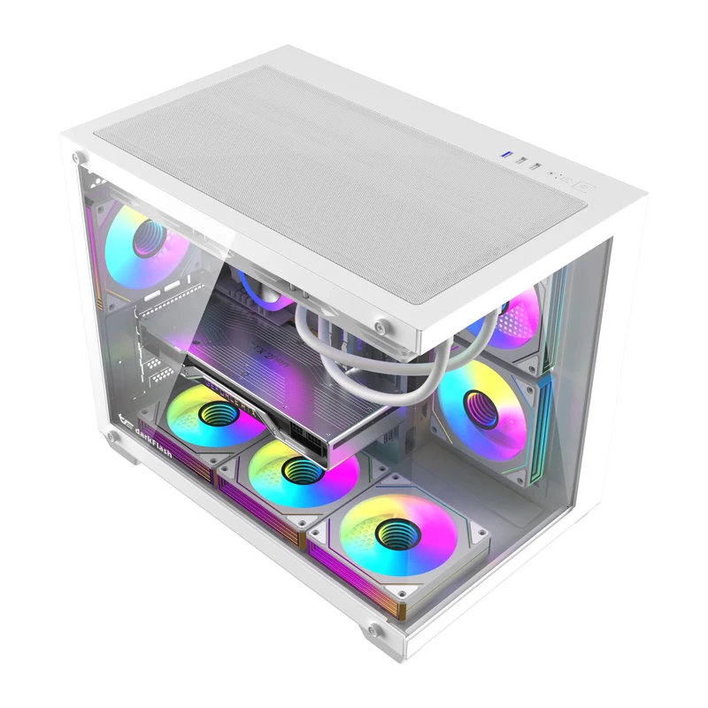 Kompiuterio korpusas DarkFlash B275 PRO (baltas) su 6 ventiliatoriais