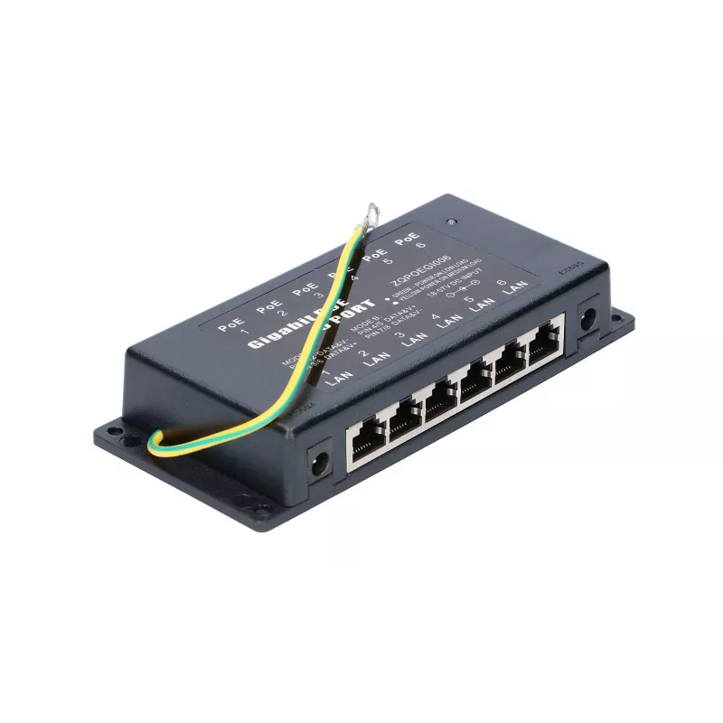 PoE injektorius Extralink Gigabit 6 prievadai 6x 1000Mb/s RJ45