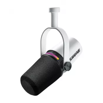 Shure MV7+-W - stalinis/vokalinis mikrofonas su XLR/USB-C jungtimi, baltas