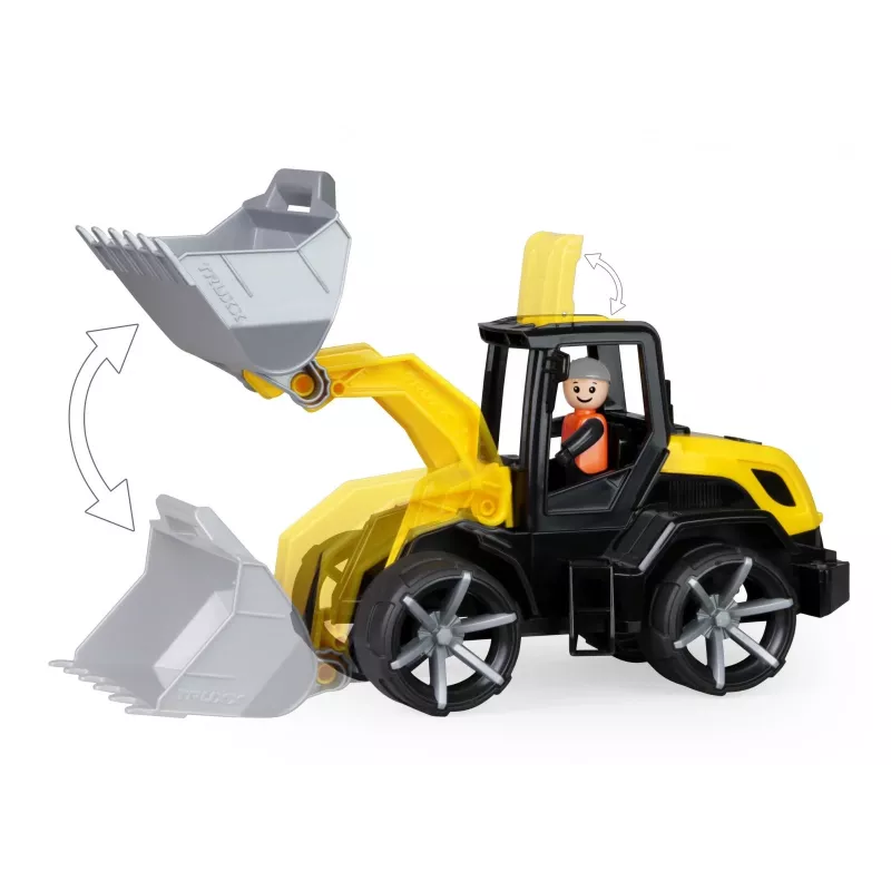 Buldozeris žaislinis Lena Truxx 2 atvira dėžė 04512, plastikinis statybinis automobilis, stumiamas, kompaktiškas